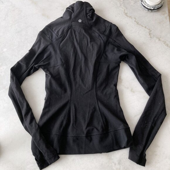 Lululemon Bhakti Jacket, black asymmetrical zip up jacket / sweater, thumbholes - Picture 4 of 5